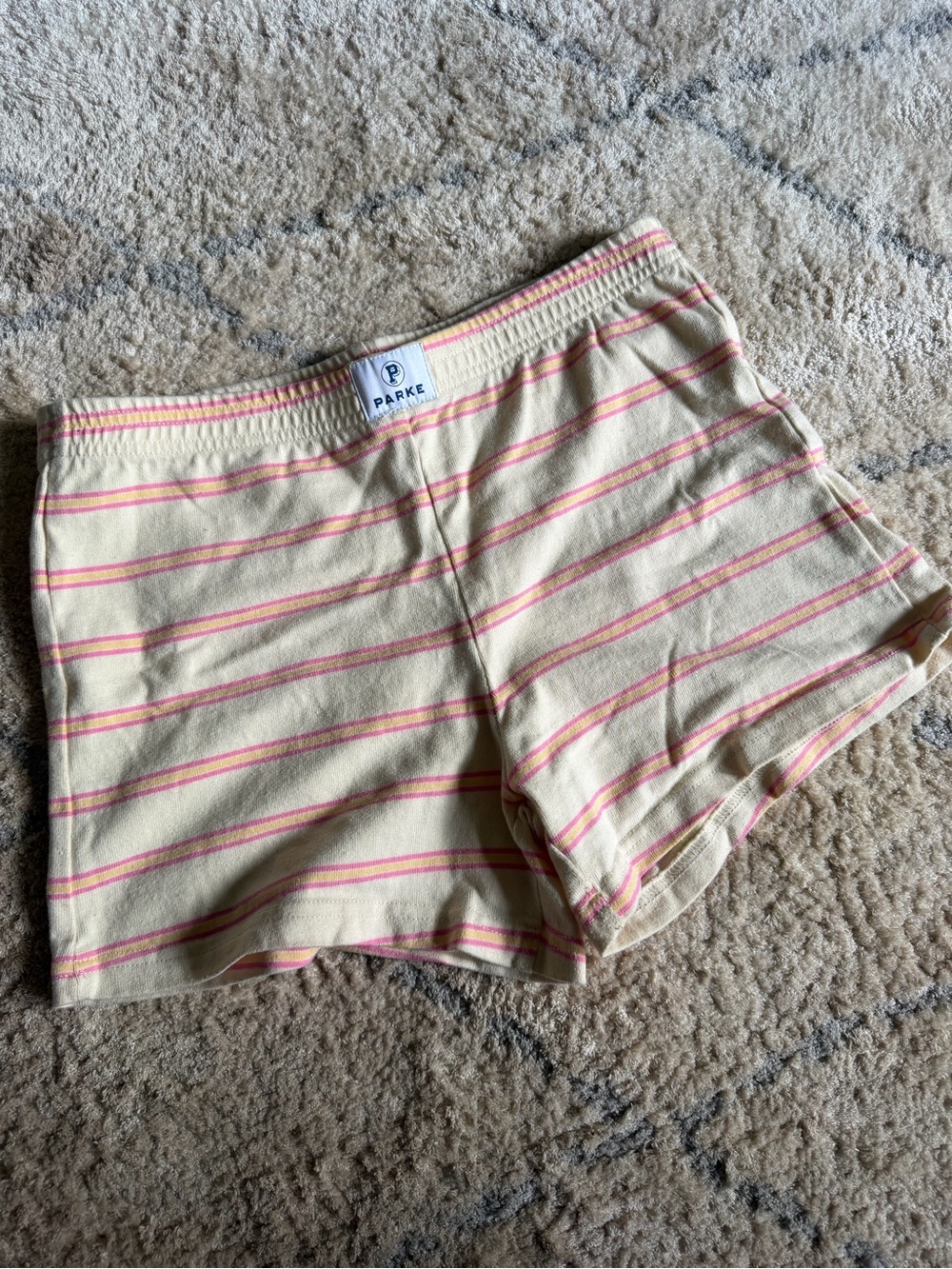 Parke Yellow & Pink Striped Lounge Shorts